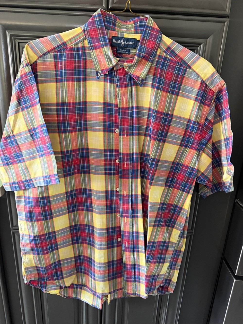 Ralph Lauren Multicolor Yellow Plaid Short-Sleeve Button-Down Shirt